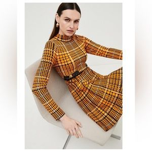 Karen Millen Orange and Black Long Sleeve Dress